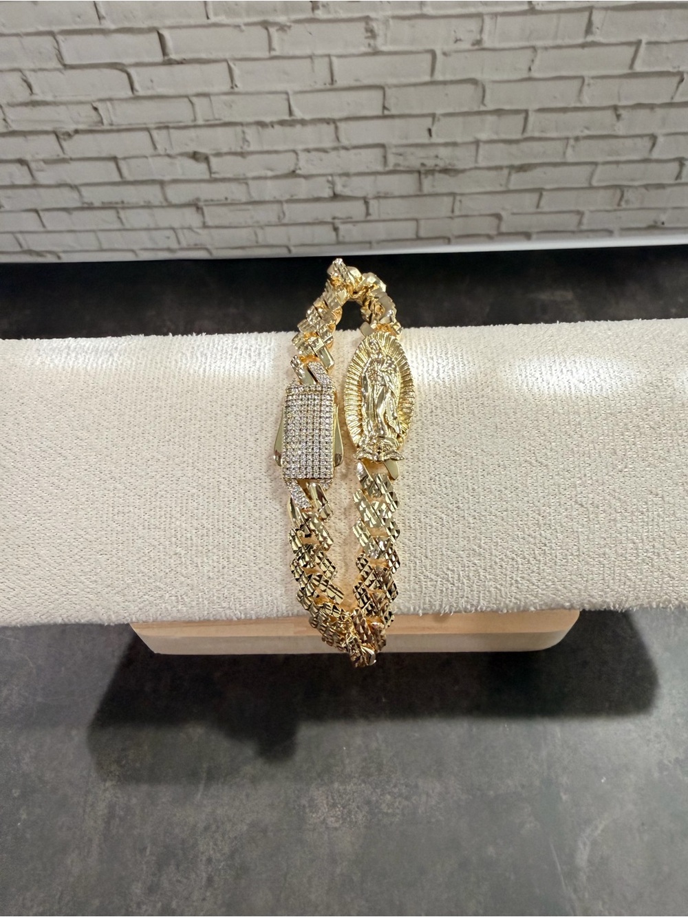 Gold-Tone Virgin Mary Double Strand Bracelet
